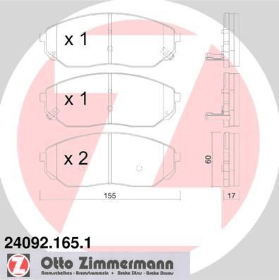 Zimmermann 24092.165.1 комплект тормозных колодок, дисковый тормоз на KIA SORENTO I (JC)