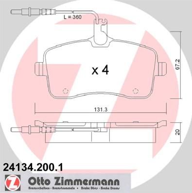 Zimmermann 24134.200.1 комплект тормозных колодок, дисковый тормоз на PEUGEOT 407 SW (6E_)