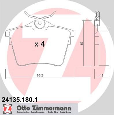 Zimmermann 24135.180.1 комплект тормозных колодок, дисковый тормоз на PEUGEOT 407 (6D_)