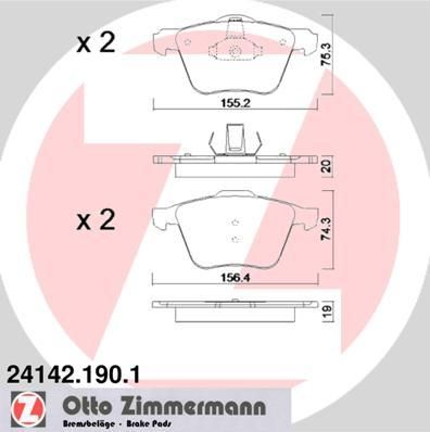 Zimmermann 24142.190.1 комплект тормозных колодок, дисковый тормоз на VOLVO S80 II (AS)