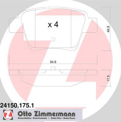 ZIMMERMANN Комплект тормозных колодок, диско (24150.175.1)