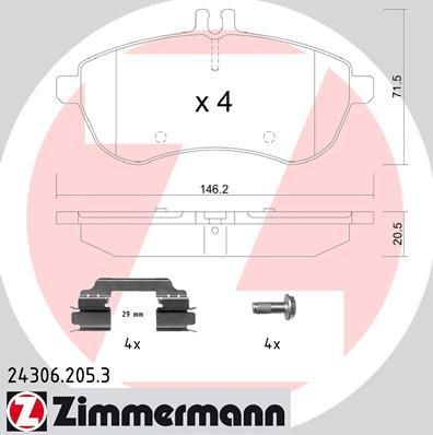 Zimmermann 24306.205.3 комплект тормозных колодок, дисковый тормоз на MERCEDES-BENZ C-CLASS T-Model (S204)