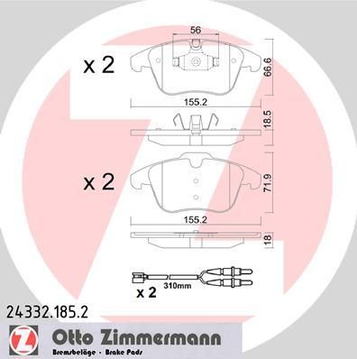 Zimmermann 24332.185.2 комплект тормозных колодок, дисковый тормоз на PEUGEOT 508 SW