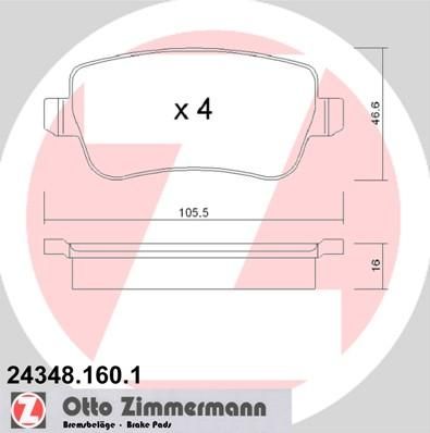 Zimmermann 24348.160.1 комплект тормозных колодок, дисковый тормоз на FIAT CROMA (194)