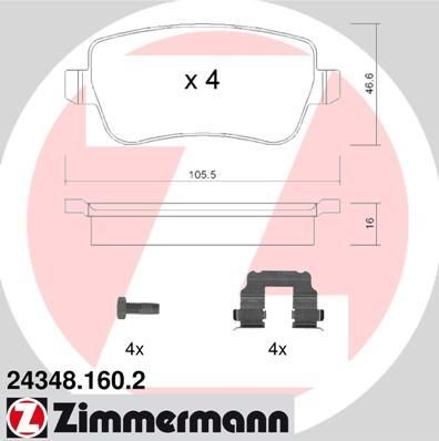 Zimmermann 24348.160.2 комплект тормозных колодок, дисковый тормоз на FIAT CROMA (194)