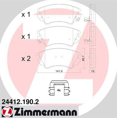Zimmermann 24412.190.2 комплект тормозных колодок, дисковый тормоз на OPEL INSIGNIA седан