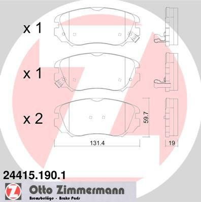 Zimmermann 24415.190.1 комплект тормозных колодок, дисковый тормоз на OPEL INSIGNIA седан