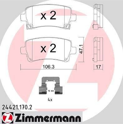 Zimmermann 24421.170.2 комплект тормозных колодок, дисковый тормоз на OPEL INSIGNIA седан