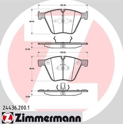 Zimmermann 24436.200.1 комплект тормозных колодок, дисковый тормоз на X6 (E71, E72)