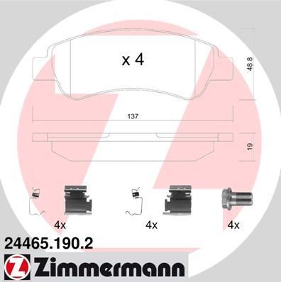 Zimmermann 24465.190.2 комплект тормозных колодок, дисковый тормоз на FIAT DUCATO c бортовой платформой/ходовая часть (250, 290)