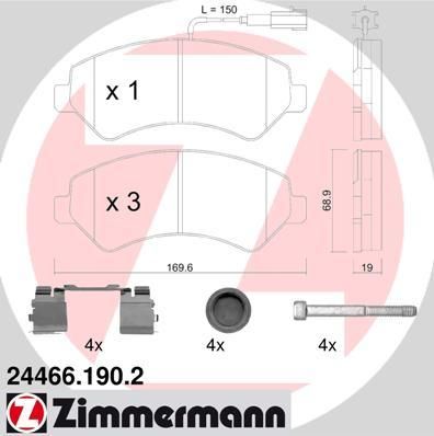 Zimmermann 24466.190.2 комплект тормозных колодок, дисковый тормоз на FIAT DUCATO c бортовой платформой/ходовая часть (250, 290)