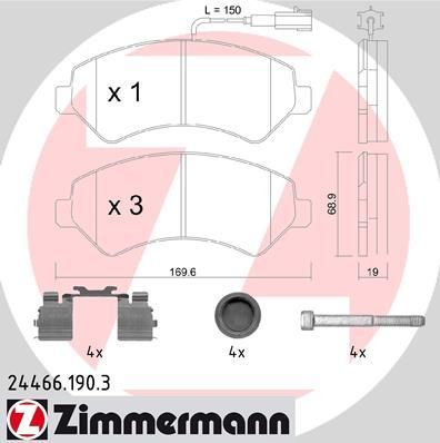 Zimmermann 24466.190.3 комплект тормозных колодок, дисковый тормоз на FIAT DUCATO c бортовой платформой/ходовая часть (250, 290)