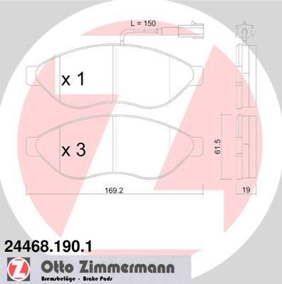 ZIMMERMANN Комплект тормозных колодок, диско (24468.190.1)