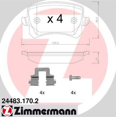 Zimmermann 24483.170.2 комплект тормозных колодок, дисковый тормоз на VW PASSAT Variant (3C5)