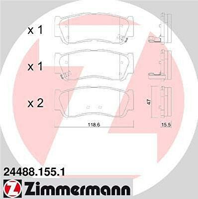 Zimmermann 24488.155.1 комплект тормозных колодок, дисковый тормоз на HYUNDAI SANTA FE II (CM)