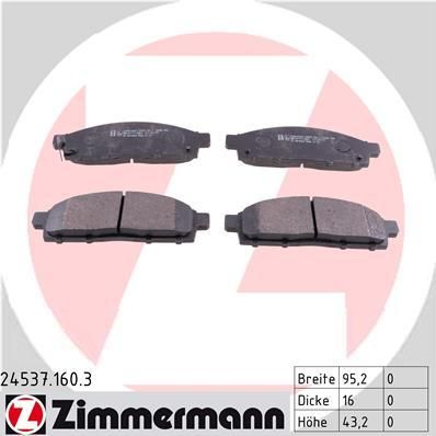 Zimmermann 24537.160.3 комплект тормозных колодок, дисковый тормоз на VOLVO S80 II (AS)