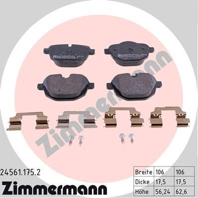 Zimmermann 24561.175.2 комплект тормозных колодок, дисковый тормоз на 5 (F10, F18)