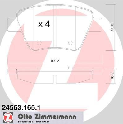 Zimmermann 24563.165.1 комплект тормозных колодок, дисковый тормоз на SKODA OCTAVIA (1Z3)