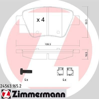 ZIMMERMANN КОЛОДКИ ТОРМ AUDI A3 SEAT LEON SKO OCT/SUOERB VW GOLF/JETTA/TOUR/SCIROC 03/10->> (245631652)