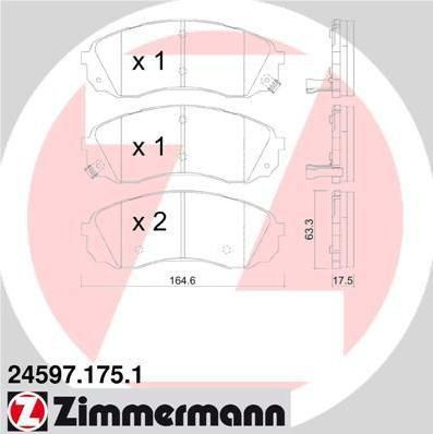 Zimmermann 24597.175.1 комплект тормозных колодок, дисковый тормоз на HYUNDAI H-1 Cargo (TQ)