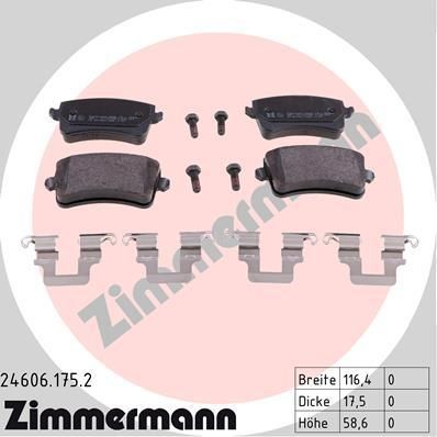 Zimmermann 24606.175.2 комплект тормозных колодок, дисковый тормоз на AUDI A4 Allroad (8KH, B8)