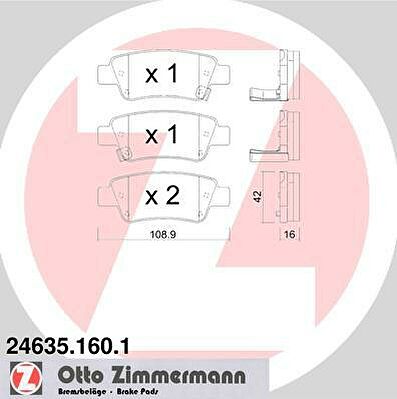 ZIMMERMANN КОМПЛЕКТ ТОРМОЗНЫХ КОЛОДОК, ДИСКОВЫЙ ТОРМОЗ (24635.160.1)