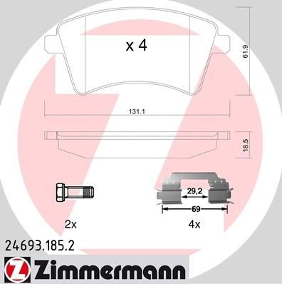 Zimmermann 24693.185.2 комплект тормозных колодок, дисковый тормоз на RENAULT KANGOO Express (FW0/1_)