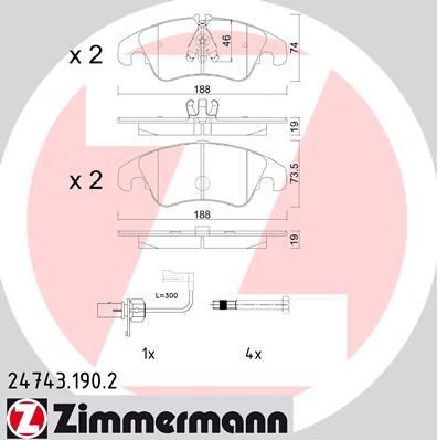 Zimmermann 24743.190.2 комплект тормозных колодок, дисковый тормоз на AUDI Q5 (8R)