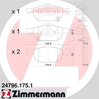 Zimmermann 24796.175.1 комплект тормозных колодок, дисковый тормоз на HONDA ACCORD VIII (CU)