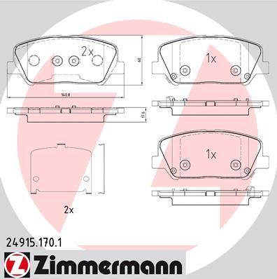 Zimmermann 24915.170.1 комплект тормозных колодок, дисковый тормоз на HYUNDAI i30 (GD)