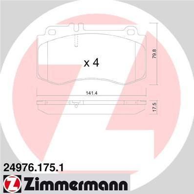 Zimmermann 24976.175.1 комплект тормозных колодок, дисковый тормоз на MERCEDES-BENZ E-CLASS T-Model (S212)