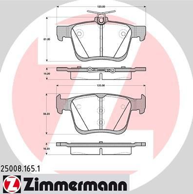 Zimmermann 25008.165.1 комплект тормозных колодок, дисковый тормоз на AUDI A3 Limousine (8VS)