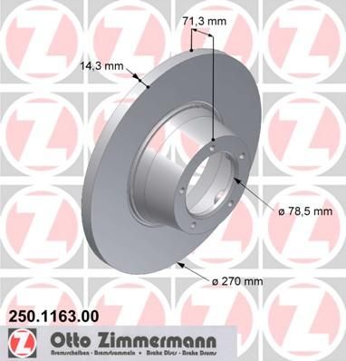 Zimmermann 250.1163.00 тормозной диск на FORD TRANSIT c бортовой платформой/ходовая часть (V_ _)