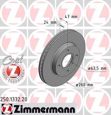 Zimmermann 250.1332.20 тормозной диск на FORD MONDEO I (GBP)