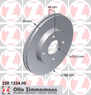 Zimmermann 250.1334.00 тормозной диск на FORD ESCORT VII (GAL, AAL, ABL)