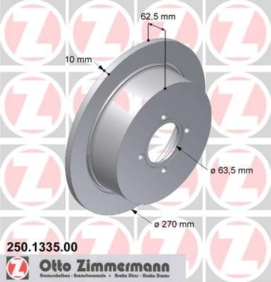 Zimmermann 250.1335.00 тормозной диск на FORD ESCORT VII (GAL, AAL, ABL)