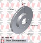 Zimmermann 250.1338.00 тормозной диск на FORD MONDEO I седан (GBP)