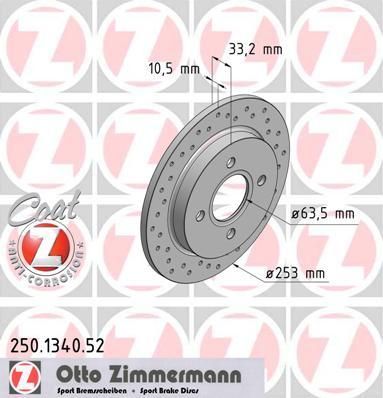 Zimmermann 250.1340.52 тормозной диск на FORD SIERRA (GBG, GB4)