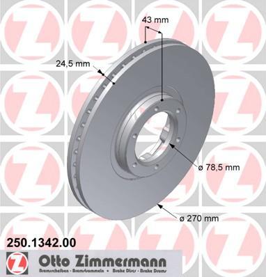 Zimmermann 250.1342.00 тормозной диск на FORD TRANSIT c бортовой платформой/ходовая часть (E_ _)
