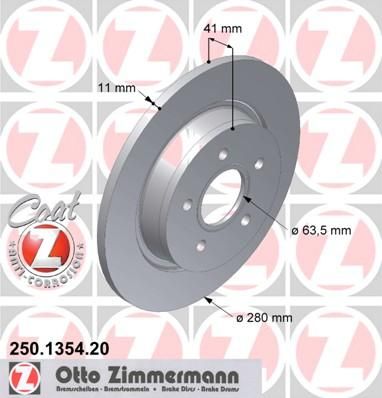 ZIMMERMANN Торм.диск зад. вент. [280x11] 5 отв.[min 2] (250.1354.20)