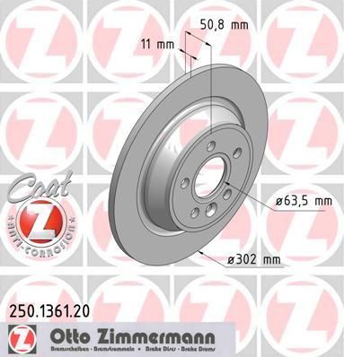 Zimmermann 250.1361.20 тормозной диск на FORD GALAXY