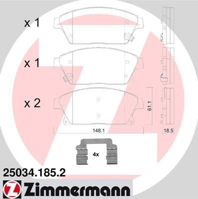 Zimmermann 25034.185.2 комплект тормозных колодок, дисковый тормоз на CHEVROLET CRUZE Наклонная задняя часть (J305)