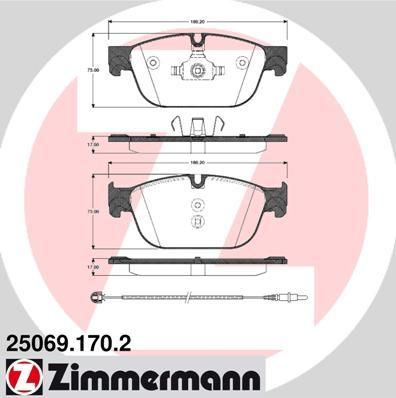 Zimmermann 25069.170.2 комплект тормозных колодок, дисковый тормоз на PEUGEOT 508 SW