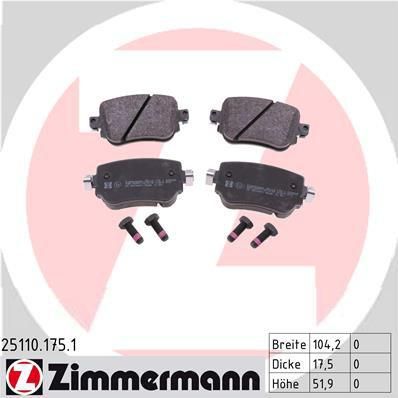 Zimmermann 25110.175.1 комплект тормозных колодок, дисковый тормоз на AUDI A1 (8X1, 8XK, 8XF)