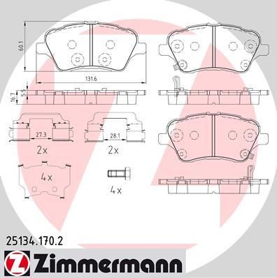 Zimmermann 25134.170.2 комплект тормозных колодок, дисковый тормоз на FORD B-MAX (JK)