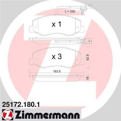 Zimmermann 25172.180.1 комплект тормозных колодок, дисковый тормоз на OPEL MOVANO B фургон