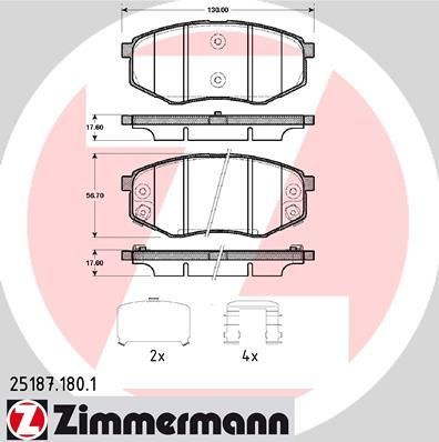 Zimmermann 25187.180.1 комплект тормозных колодок, дисковый тормоз на HYUNDAI ix20 (JC)