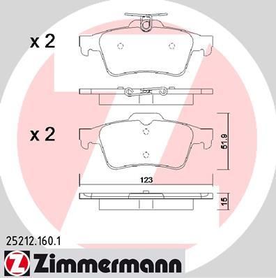 ZIMMERMANN Колодки тормозные дисковые FOCUS III 1.5 EcoBoost 09.2014 - (252121601)