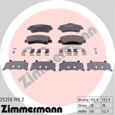 Zimmermann 25250.190.2 комплект тормозных колодок, дисковый тормоз на PEUGEOT 301