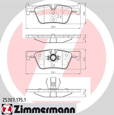 Zimmermann 25307.175.1 комплект тормозных колодок, дисковый тормоз на 1 (F20)
